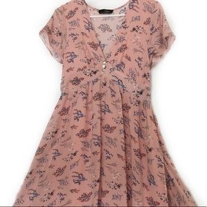 High-low, floral pink dress